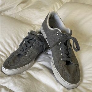 Polo by Ralph Lauren Gray and White Sneakers with Chambray Upper | Size 10
